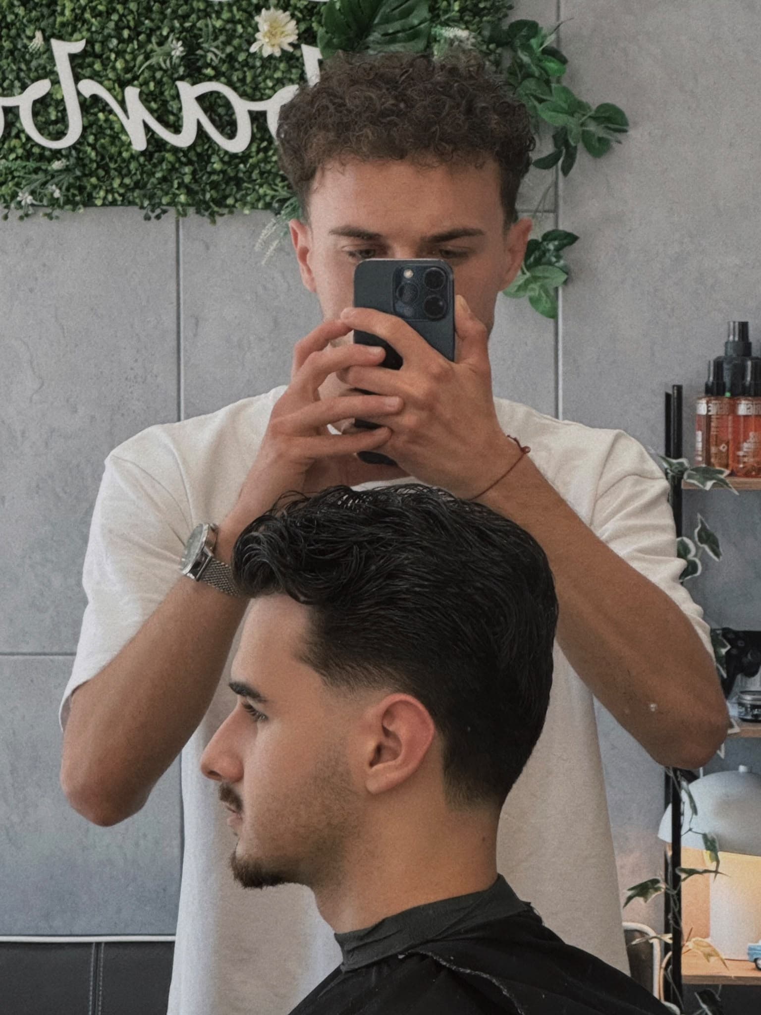 Wavy hair styling at Compass Barbershop, Haskovo