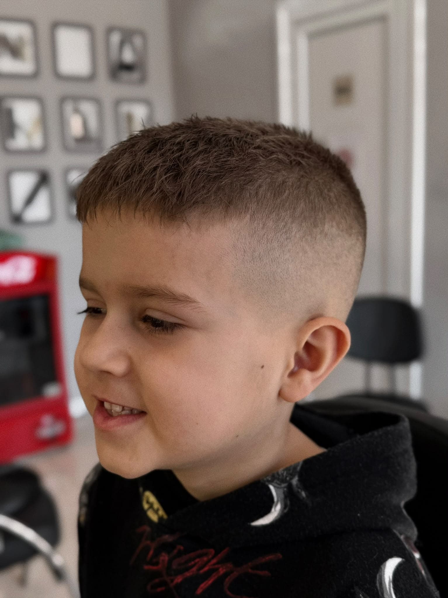 Kids haircut with a fade at a barber shop in Haskovo